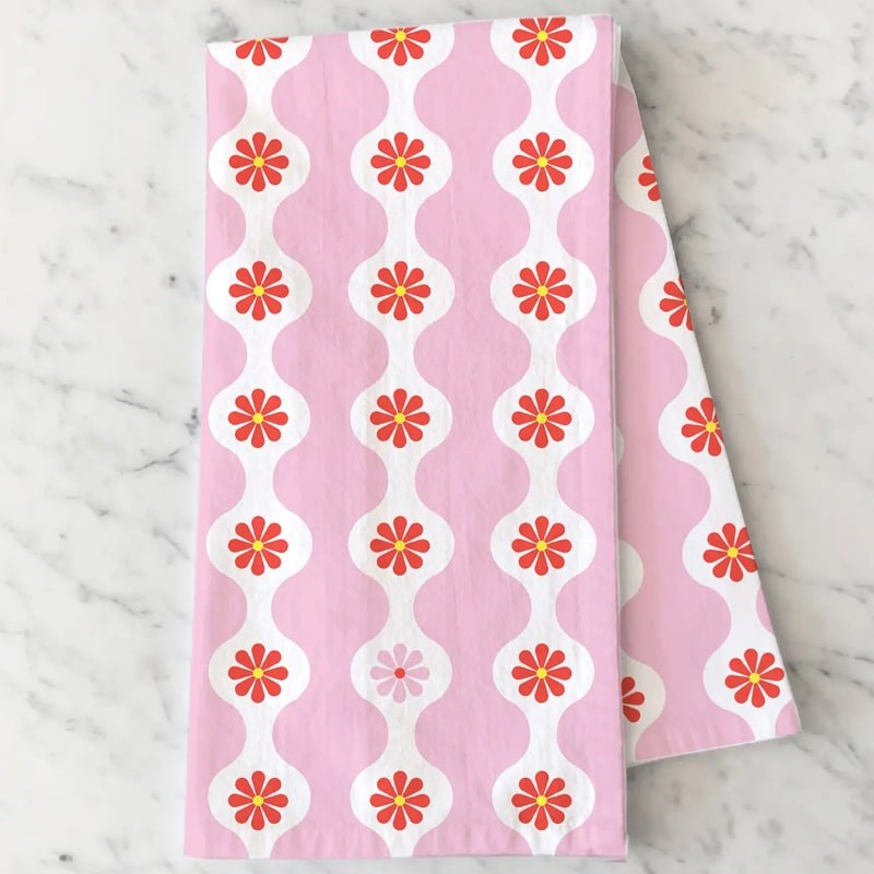 Have A Nice Day Oopsie Daisies Tea Towel - Product displayed on marble background