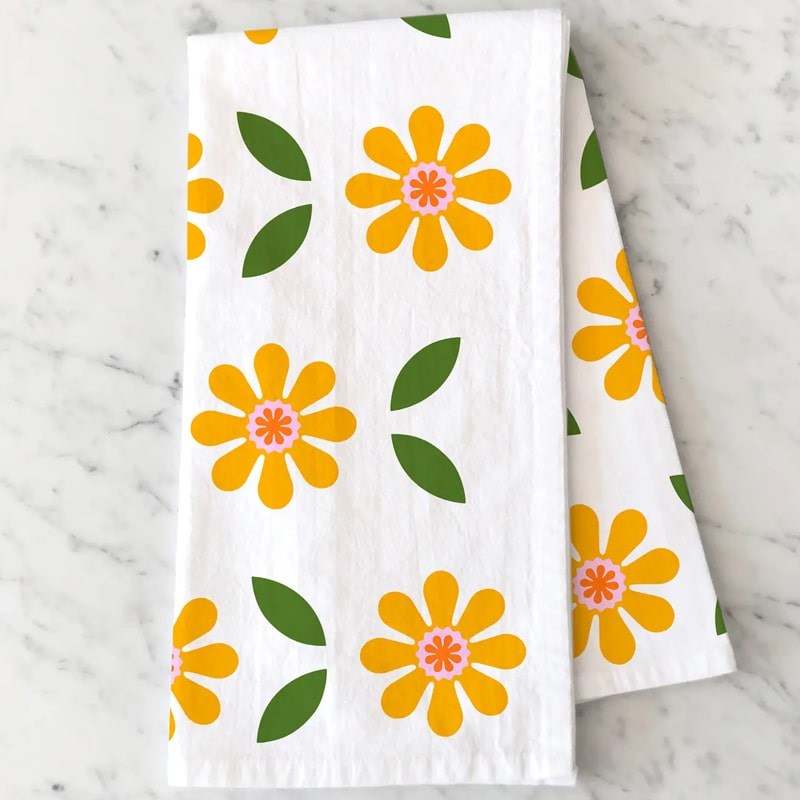 Have A Nice Day Side to Side Tea Towel - Product displayed on marble background