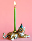 Camp Hollow Year of the Tiger Cake Topper - Product shown with lit candle