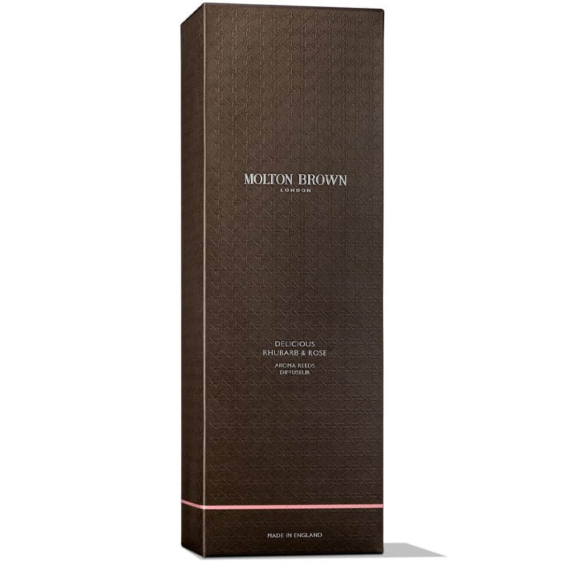 Molton Brown Delicious Rhubarb &amp; Rose Aroma Reeds - Product box displayed on white background