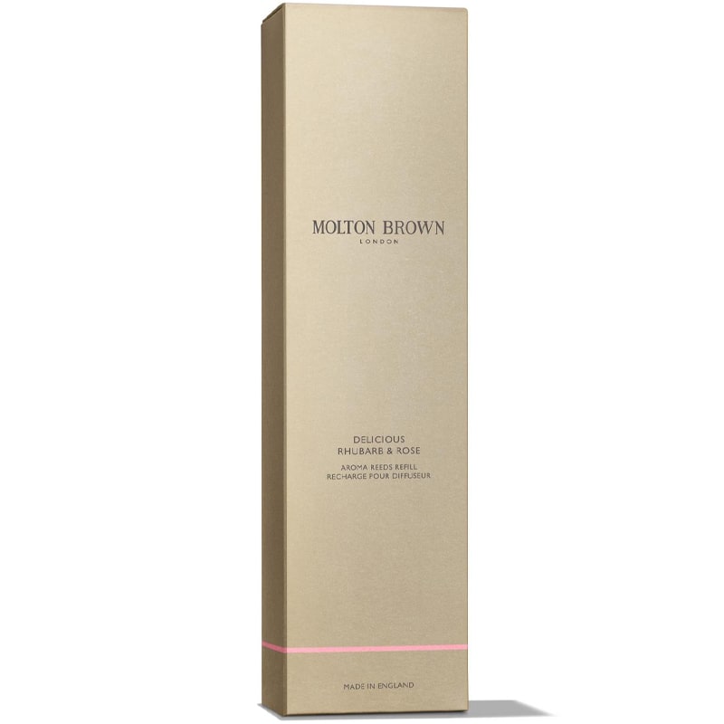 Molton Brown Delicious Rhubarb &amp; Rose Aroma Reeds Refill - Product box shown on white background