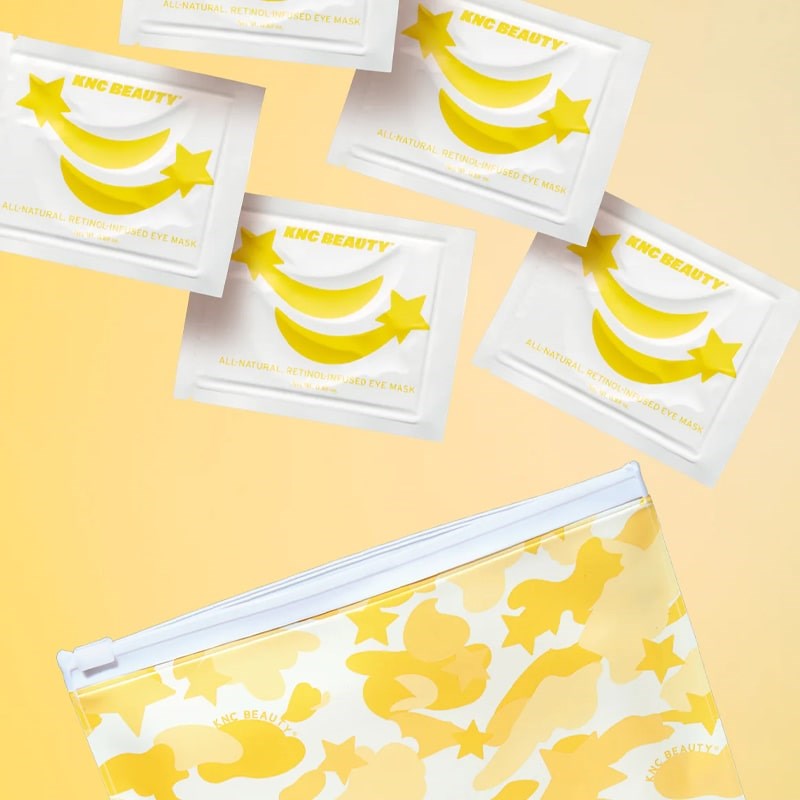 KNC Beauty All Natural Collagen Infused Star Eye Mask - Product displayed on yellow background