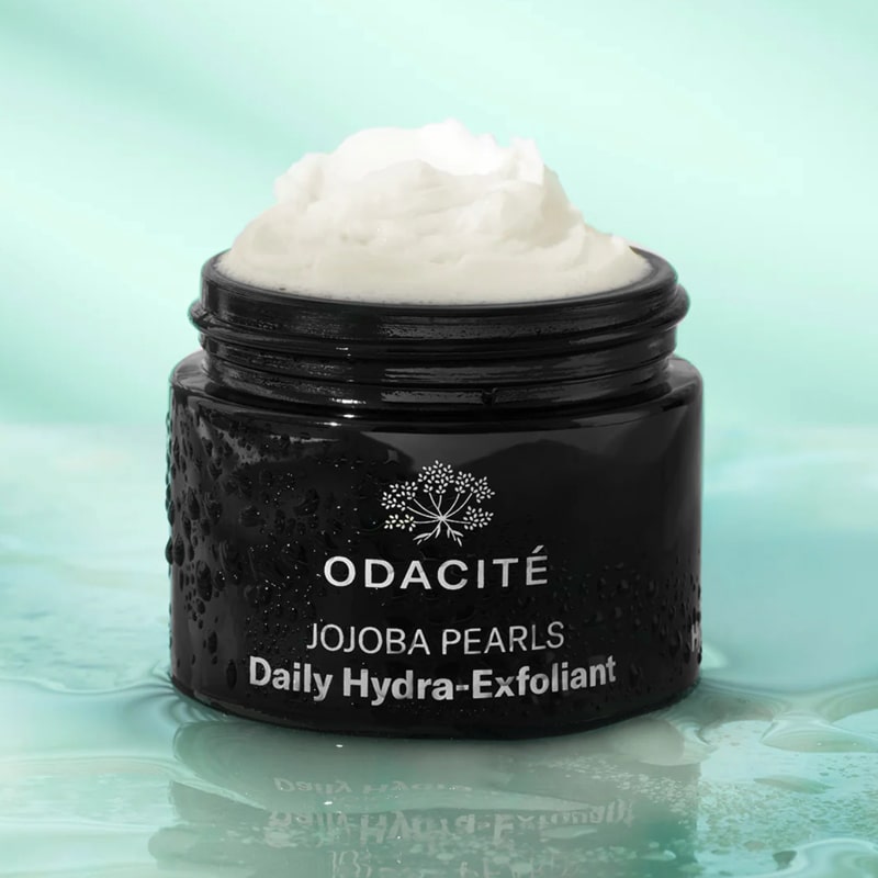 Odacite Jojoba Pearls Daily Hydra-Exfoliant - Product displayed with lid off