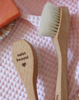 Barnabe Aime Le Cafe Wooden Facial Cleansing Brush - Closeup of product