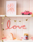 Bombay Duck Love Rope Word – Pale Pink - Product displayed on wall