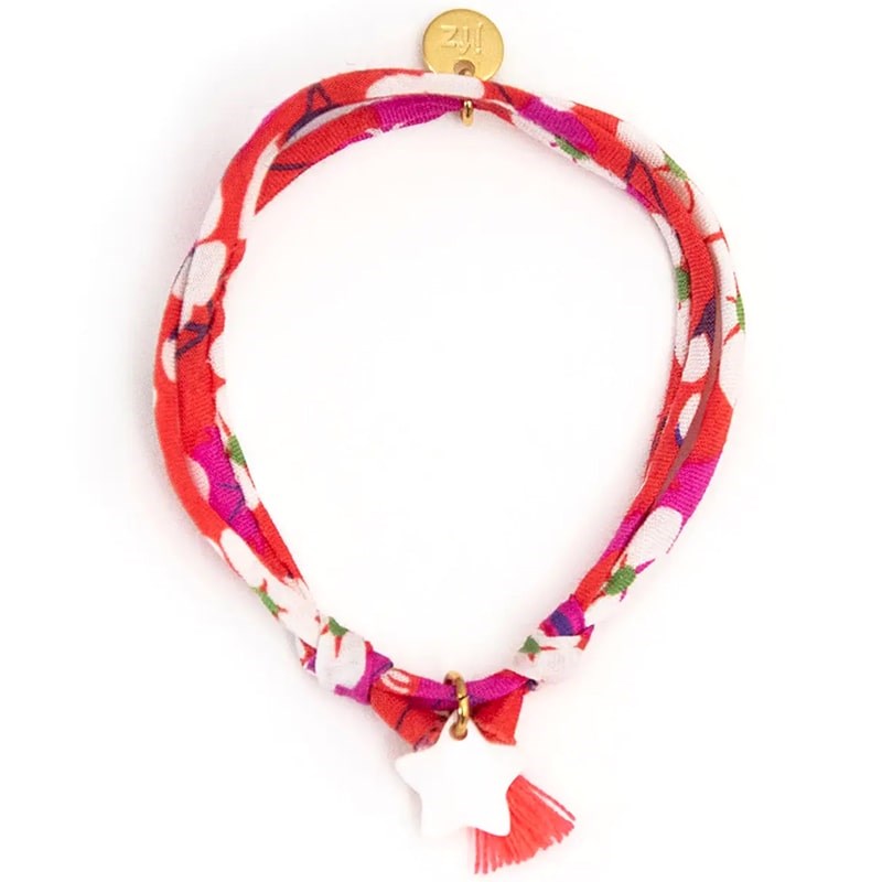 Le Petit Lien de Paris Liberty Mother-of-Pearl Star Bracelet - Mitsi Hibiscus (1 pc)