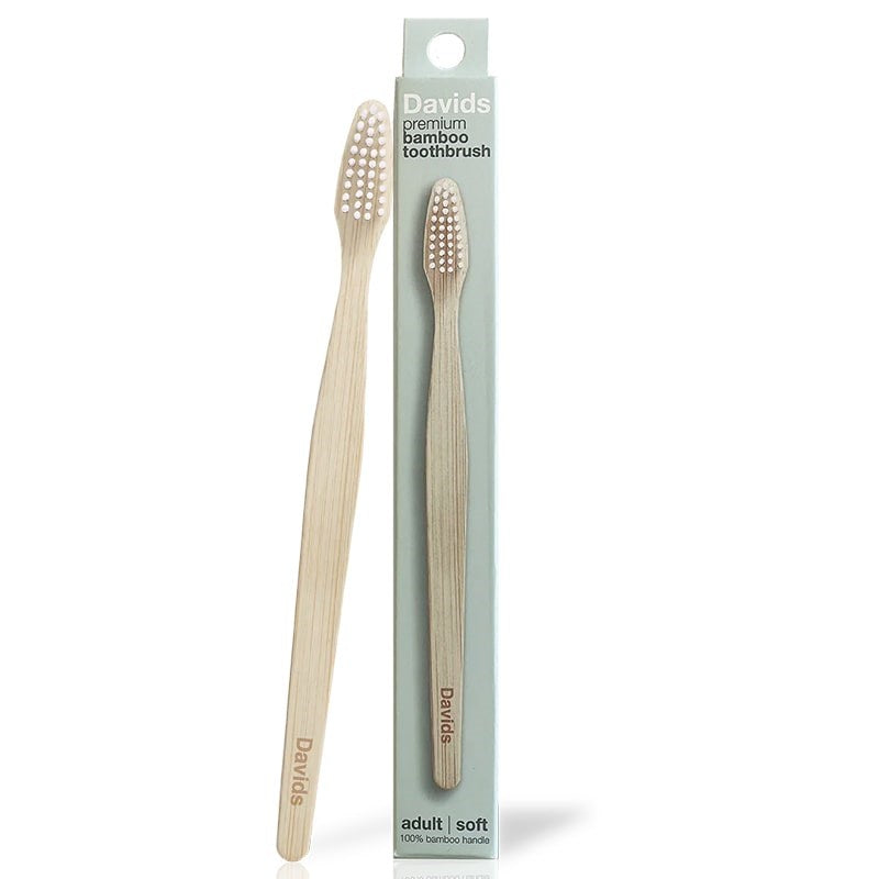 Davids Premium Bamboo Toothbrush - Product shown next to box