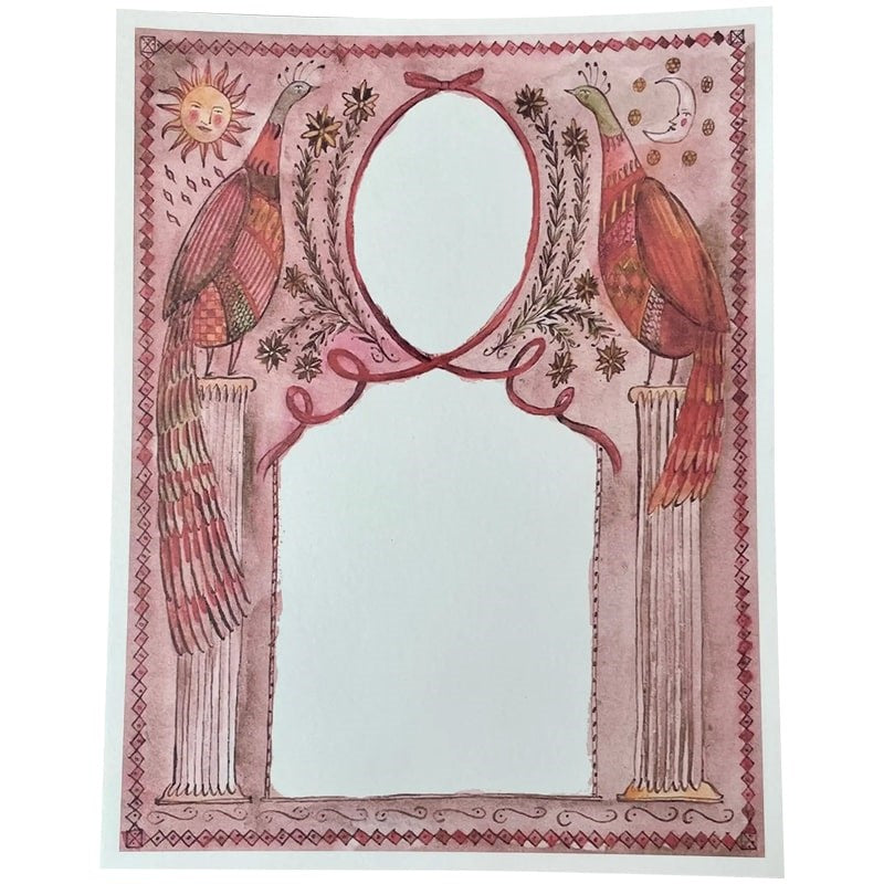 Parcel Pink Peacock Frame Art Print (1 pc)