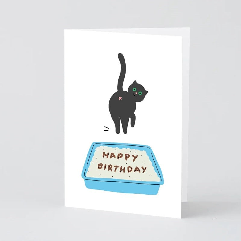 Wrap Birthday Cat Poop Greeting Card - Front of product shown