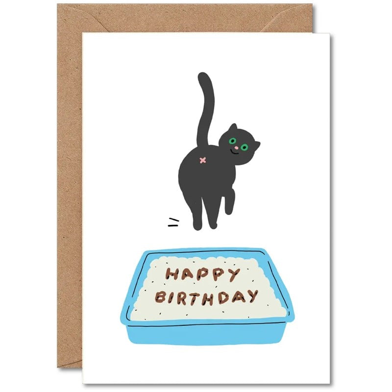 Wrap Birthday Cat Poop Greeting Card (1 pc)