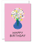 Wrap Birthday Flowers in Vase Greeting Card (1 pc)
