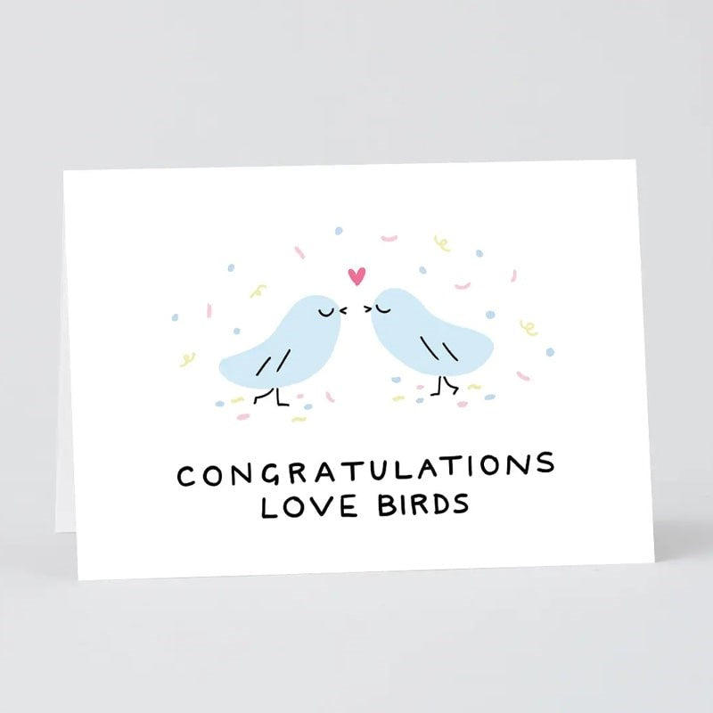 Wrap Congrats Love Birds Greeting Card - Front of product shown