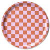 Round Checker Serving Tray - Orange/Pink