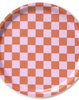 BLU KAT Round Checker Serving Tray - Orange/Pink (1 pc)