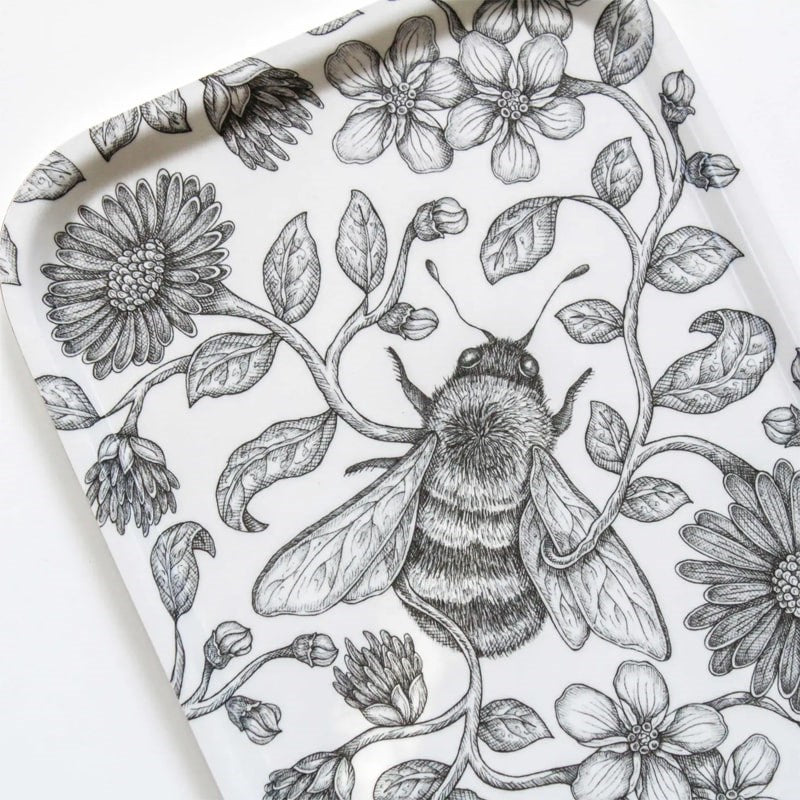 Mackenzie Myrick Studio Native Apiary Bee Birch Tray - Closeup of product design
