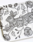 Mackenzie Myrick Studio Through the Poppies Rabbit Birch Tray - Closeup of product design