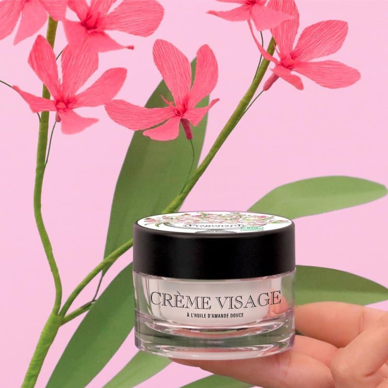 Fragonard Parfumeur Face Cream - Sweet Almond - Product shown in models hand