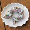 Barnabe Aime Le Cafe Liberty Hair Scrunchie - Rosalie - Product shown on top of ceramic dish