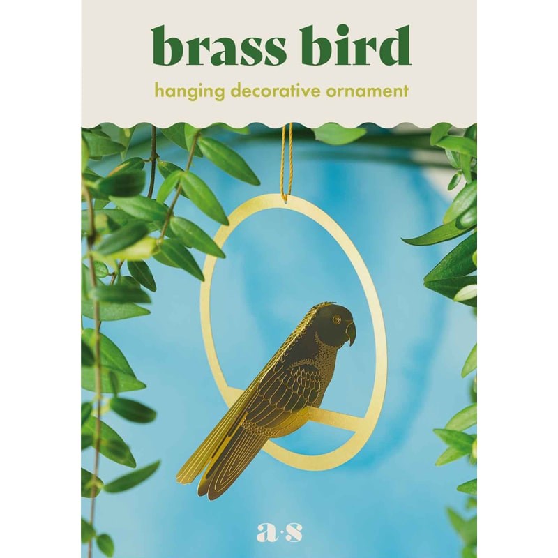 Another Studio Hanging Brass Bird Decoration - Brass bird decoration with packaging