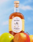 Les Abeilles de Malescot Cider Vinegar with Honey- Product shown with apples