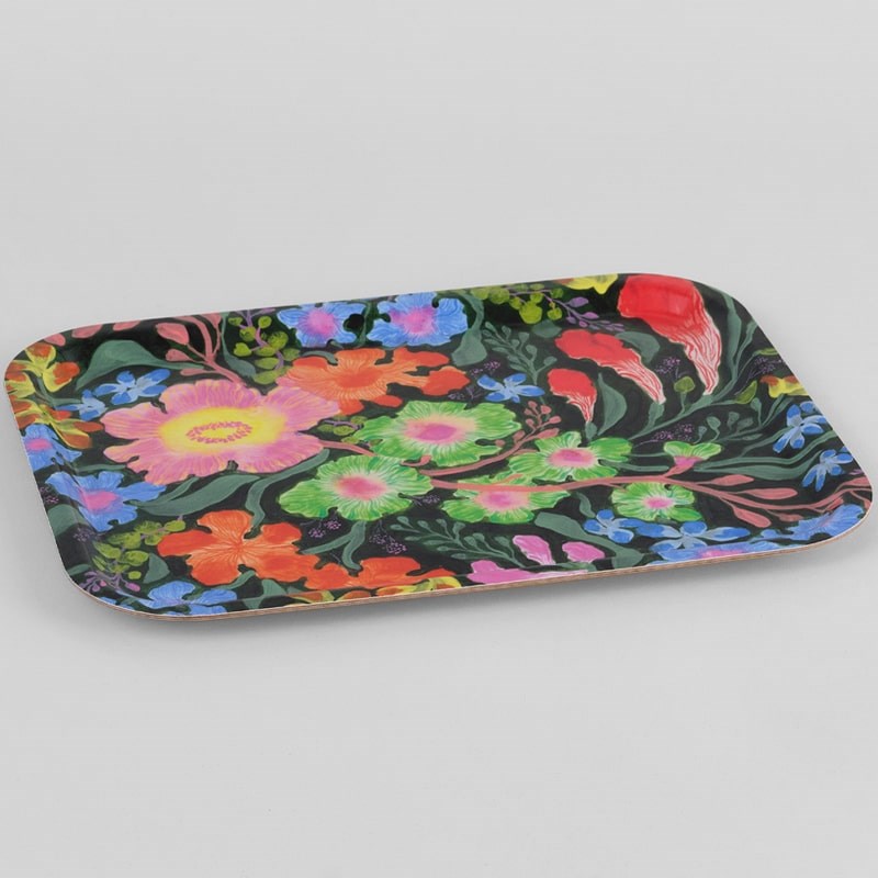 Wrap Botanical Blooms Rectangle Art Tray - Side view of tray