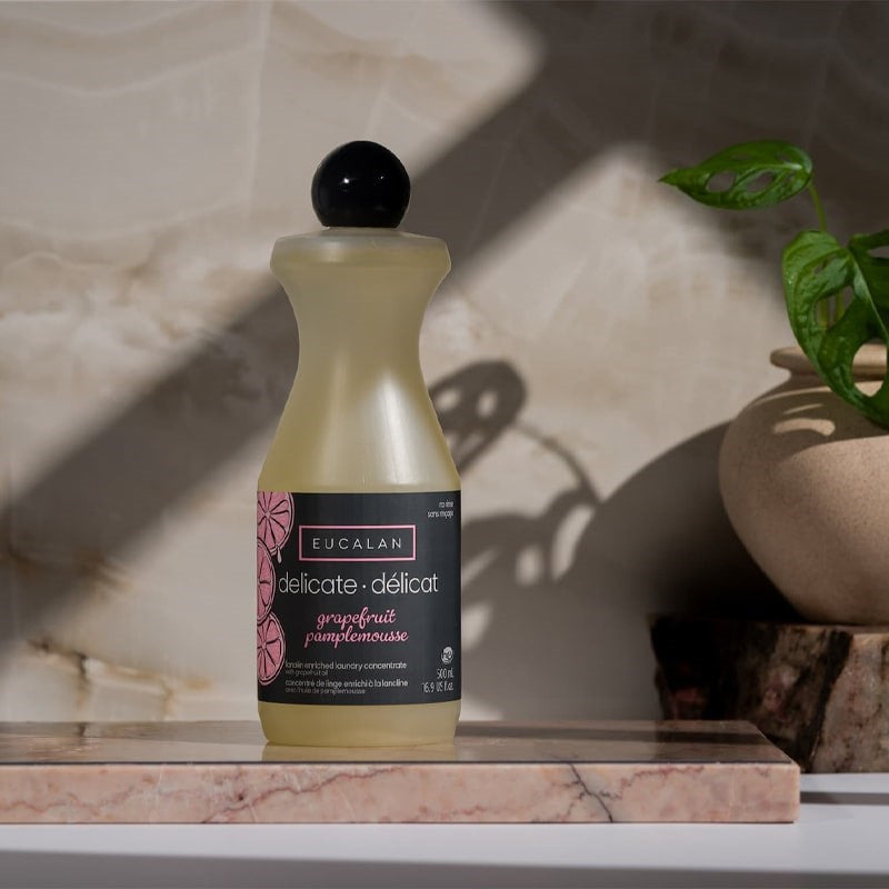 Eucalan Grapefruit Delicate Wash - Beauty shot, product shown on counter