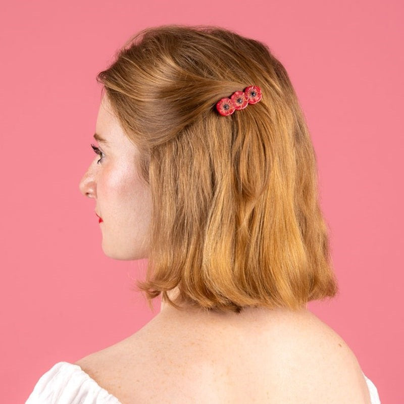 Coucou Suzette Poppy Hair Clip - Product shown in models hair