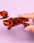 Coucou Suzette Dachshund Hair Claw - Product shown in models hand