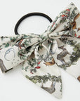 Fable England A Night's Tale - Grey Woodland Scene Scrunchie + Bow Set - Bow shown on white background