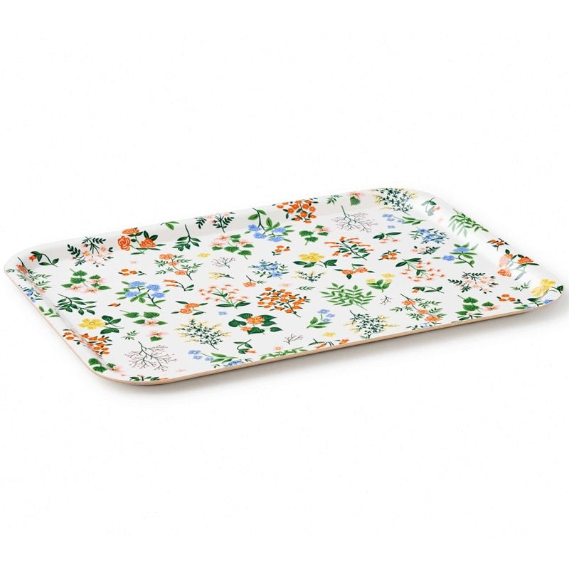 Rifle Paper Co. Hawthorne Bent Plywood Large Rectangle Tray - Product shown on white background