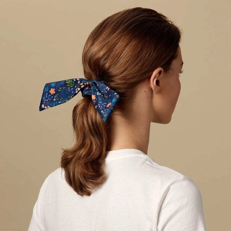Rifle Paper Co. Wildwood Scrunchie - Product shown in models hair