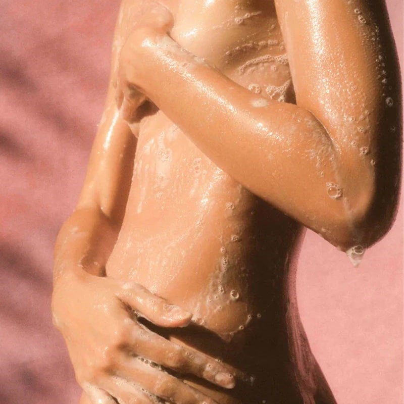 Flamingo Estate Organics Euphoria Body Wash- Model shown with product on body