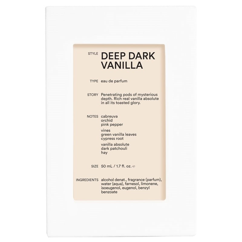D.S. &amp; Durga Deep Dark Vanilla Eau de Parfum - Front of product box shown