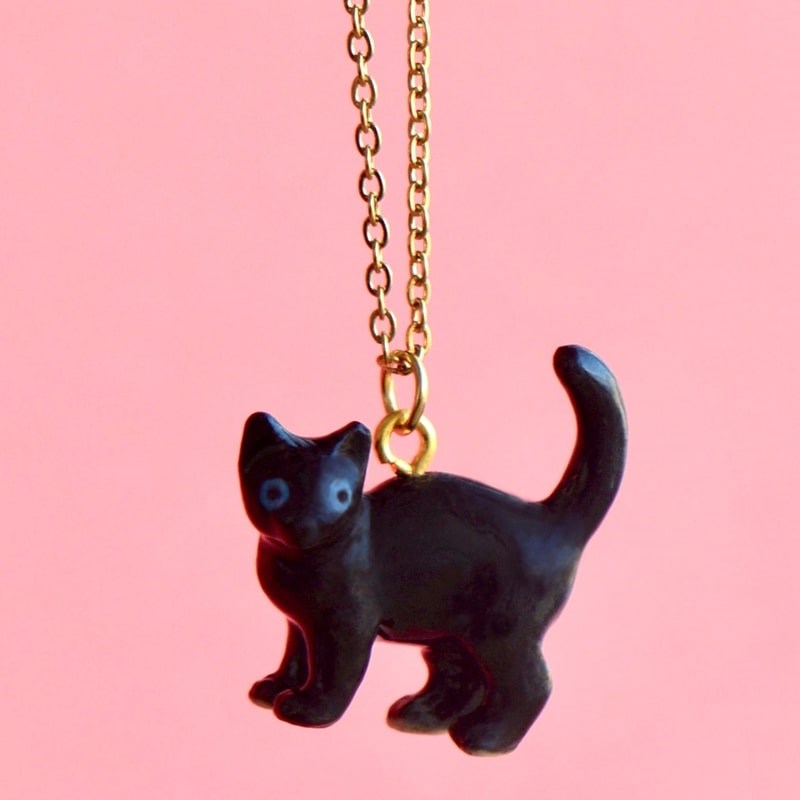 Camp Hollow Black Cat Necklace