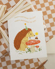 Botanica Paper Co. Hedgehog Birthday Card - Product shown on checkered background