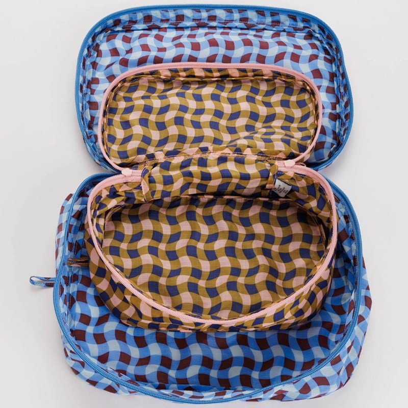 Baggu Packing Cube Set - Wavy Gingham  - open cases