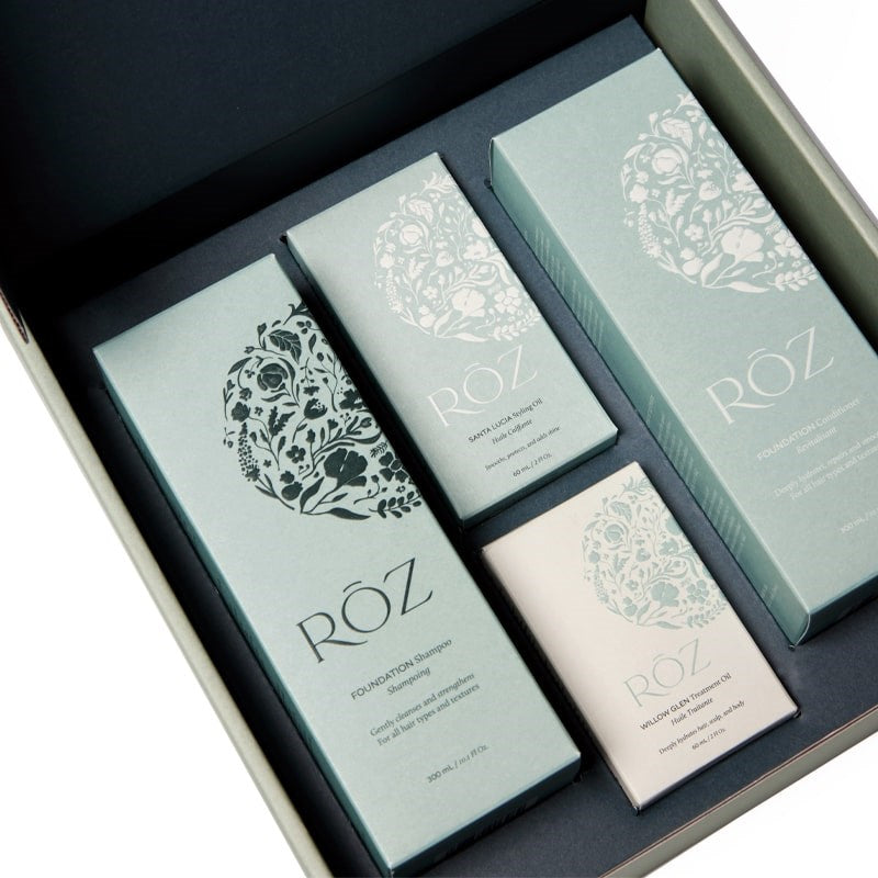 ROZ The Healthy Hair Kit - open box showing the individual products