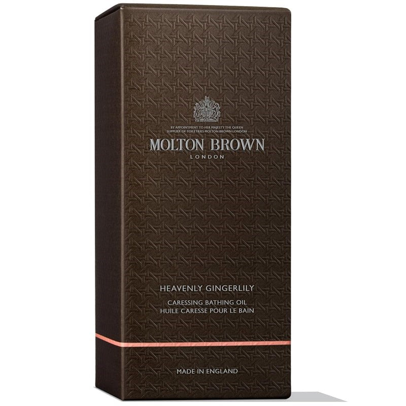 Molton Brown Heavenly Gingerly Caressing Bathing Oil - Front of product box shown