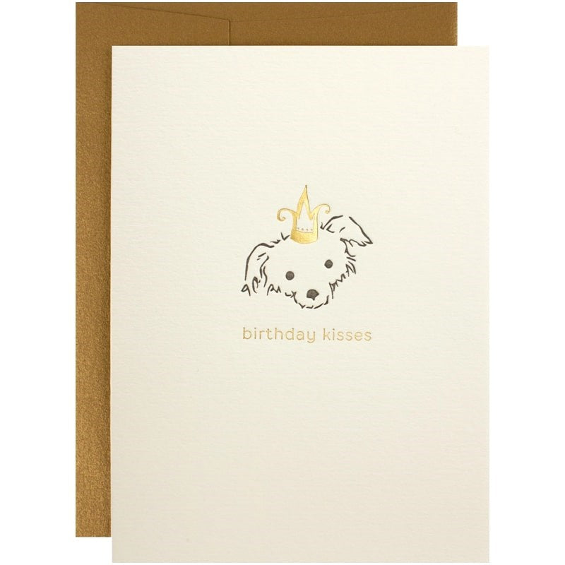 Oblation Papers & Press Birthday Kisses Adorable Animals Letterpress Card - Puppy