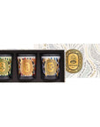 Diptyque Limited Edition Set of Three Holiday Scented Candles - Product shown in front of lid