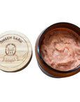 Onsen Saru Hot Spring Salt Scrub - Overhead shot of product with lid off