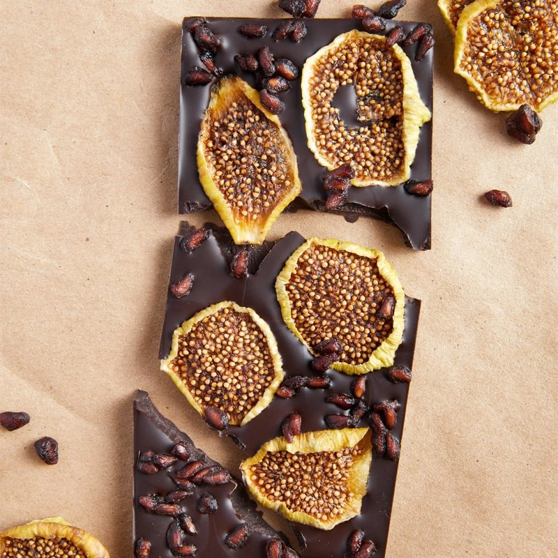 Wildwood Chocolate Limited Edition Fig with Pomegranate - Product shown broken into pieces