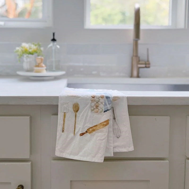 Emily Lex Studio Baking Tea Towel - tea towel hanging on sink in kitchen