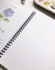 Emily Lex Studio Flowers Watercolor Workbook - workbook open showing content 