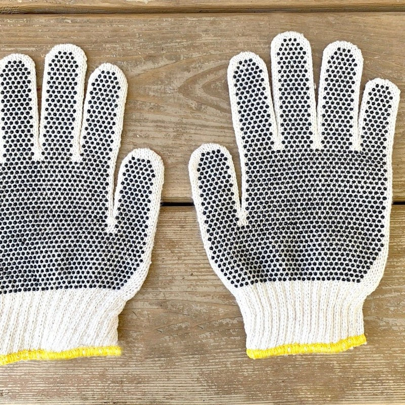 My Little Belleville Radish Gardening Gloves - Product shown flat on wood table