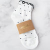 Tiepology Cute Ruffled Ankle Socks - Product shown on marble background