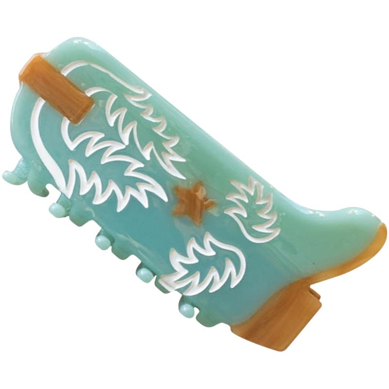 Tiepology Eco Western Boots Hair Claw Clip - Turquoise