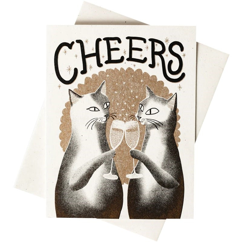 Bromstad Printing Co. Cheers Cats Risograph Greeting Card (1 pc)