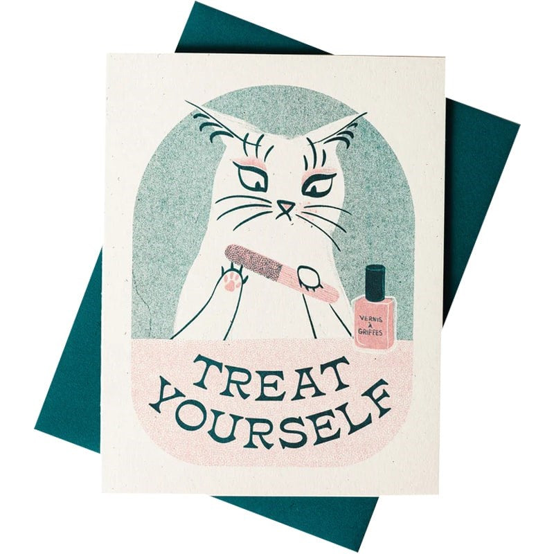 Treat Yourself Risograph Greeting Card - Beautyhabit