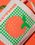 Gucha Gucha Orange Apelsin Tote Bag - Overhead shot of product